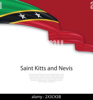 Schwebendes Band mit der Flagge von St. Kitts und Nevis. Vorlage für Poster zum Unabhängigkeitstag Stock Vektor