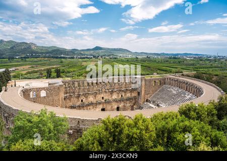 Römisches Amphitheater von Aspendos, Belkiz - Antalya, Türkei Stockfoto