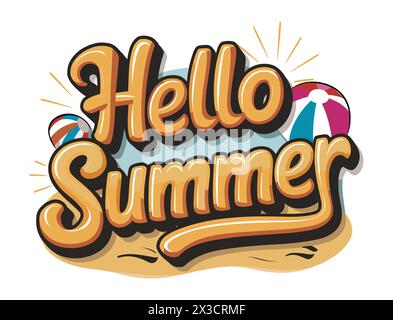 Hallo Sommer ist ein helles, fröhliches Vektordesign. Stock Vektor