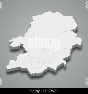 Die 3D-isometrische Karte des Zentrums ist eine Region Kameruns, Vektorillustration Stock Vektor