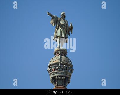 Mirador de Colom, Kolumbus-Denkmal, Barcelona, Katalonien, Spanien Stockfoto