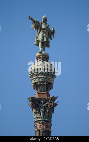 Mirador de Colom, Kolumbus-Denkmal, Barcelona, Katalonien, Spanien Stockfoto