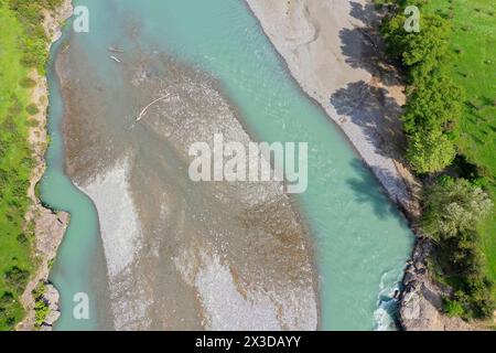 Vjosa Wild River aus der Luft, Albanien, Vjosa Nationalpark Stockfoto