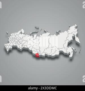 Region Altai Republik rot auf einer grauen 3D-Karte Russlands hervorgehoben Stock Vektor