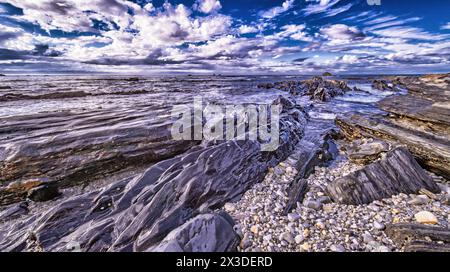 Strand von El Portizuelo, geschützte Landschaft der abendländischen Küste von Asturien, Kantabrisches Meer, Luarca, Principado de Asturias, Spanien, Europa Stockfoto