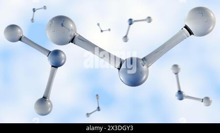 3D-Rendering schwimmender Ozonmoleküle in der Umgebung Stockfoto