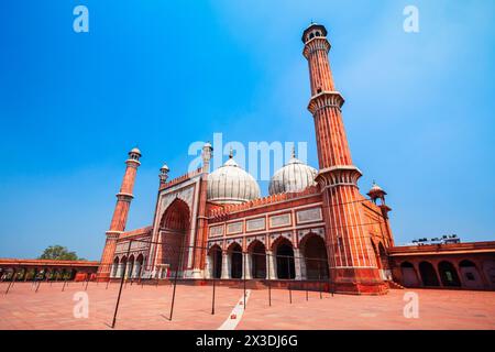 Jama Masjid von Delhi oder Masjid e Jahan Numa ist eine der größten Moscheen in Indien, in Old Delhi Stockfoto