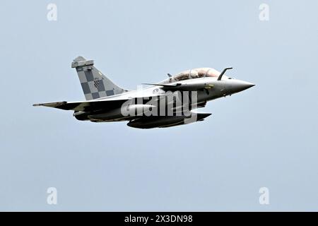 Velika Gorica, 250424. Internationaler Flughafen Dr. Franjo Tudjman, Pleso. Feierliche Ankunft der ersten Gruppe von Rafale-Mehrzweckflugzeugen in Kroatien. Foto: Goran Mehkek / CROPIX Copyright: XxGoranxMehkekx/xCROPIXx gm rafale56-250424 Stockfoto