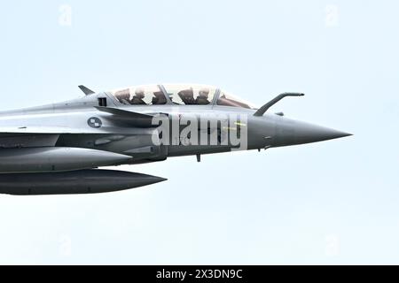 Velika Gorica, 250424. Internationaler Flughafen Dr. Franjo Tudjman, Pleso. Feierliche Ankunft der ersten Gruppe von Rafale-Mehrzweckflugzeugen in Kroatien. Foto: Goran Mehkek / CROPIX Copyright: XxGoranxMehkekx/xCROPIXx gm rafale34-250424 Stockfoto