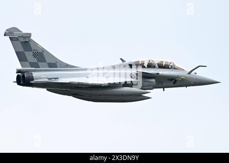 Velika Gorica, 250424. Internationaler Flughafen Dr. Franjo Tudjman, Pleso. Feierliche Ankunft der ersten Gruppe von Rafale-Mehrzweckflugzeugen in Kroatien. Foto: Goran Mehkek / CROPIX Copyright: XxGoranxMehkekx/xCROPIXx gm rafale36-250424 Stockfoto