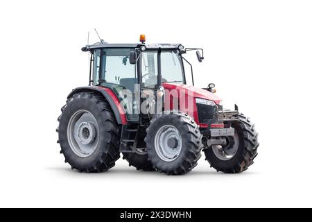 Moderner Radtraktor isoliert auf weißem Hintergrund Stockfoto