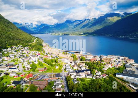 Stord Antenne Panoramaaussicht, Molde ist eine Stadt in Rauma Gemeinde in Norwegen. Stockfoto