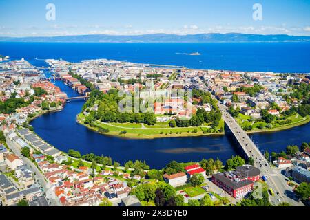 Trondheim Stadt Antenne Panoramablick. Trondheim ist der Dritte die bevölkerungsreichste Gemeinde in Norwegen. Stockfoto