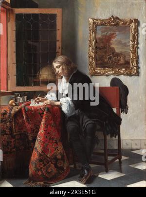 Mann, der einen Brief schreibt (1662-1665) Gabriel Metsu - Stockfoto