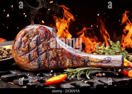 Frisch gegrillte Tomahawk-Steaks Stockfoto