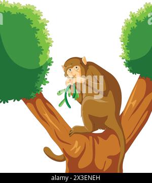 Affe essen Blatt Vektor Illustration Stock Vektor