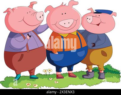 Drei kleine Schweine Vektor-Illustration Stock Vektor
