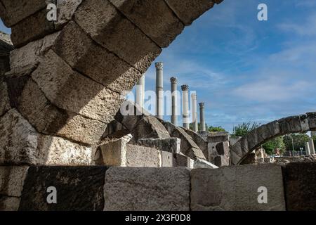 Blick von der antiken Stadt Smyrna Agora Stockfoto