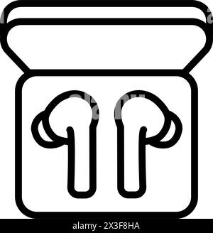 Das Symbol für drahtlose Kopfhörer. Umrisse kabellose Kopfhörer vektor Symbol für Web Design auf weißem Hintergrund Stock Vektor