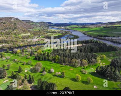 Drohnenansicht von Moncreiffe Island Perth Schottland Stockfoto