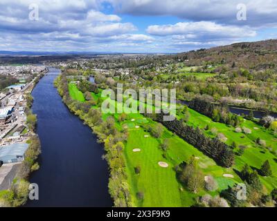 Drohnenansicht von Moncreiffe Island Perth Schottland Stockfoto