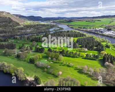 Drohnenansicht von Moncreiffe Island Perth Schottland Stockfoto