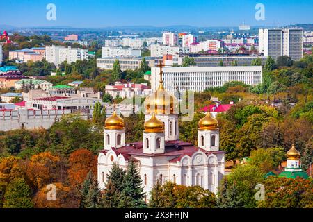 Christus der Erlöser oder Spassky-Kathedrale Luftaufnahme in Pyatigorsk, einer Kurstadt in kaukasischen Mineralwässern Region in Russland, Stawropol Region in Russland Stockfoto