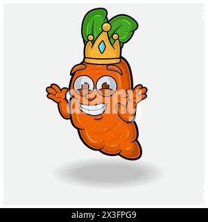 Cartoon mit Karotten-Maskottchen-Charakter mit Don't Know Lächeln-Ausdruck. Vektorabbildungen Stock Vektor