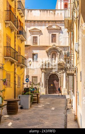Blick auf die Altstadt von Trapani (Sizilien, Italien). Stockfoto
