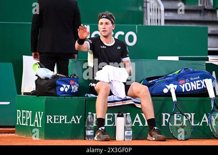 Paris, Frankreich. April 2024. Casper Ruud während des Rolex Monte-Carlo ATP Masters 1000 Tennis am 12. April 2024 im Monte Carlo Country Club in Roquebrune Cap Martin, Frankreich bei Monaco. Quelle: Victor Joly/Alamy Live News Stockfoto