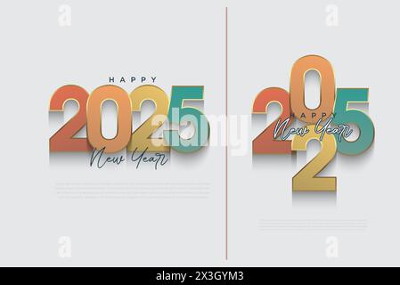 Nummerndesign für Neujahr 2025. 3D Zahlen frohes neues Jahr 2025. Nummerndesign für Kalender, Poster, Flyer und Post-Design in sozialen Medien. Stock Vektor