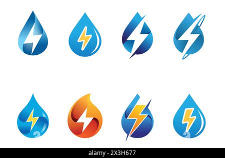 Kreative Tropfen Donner Formen Sammlung Logo Vektor Symbole Design Illustration Stock Vektor