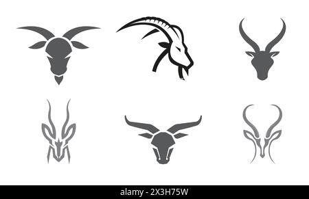 Kreative Antilopen Köpfe Sammlung Set Logo Vektor Design Symbole Symbol Illustration Stock Vektor