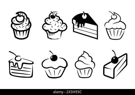 Muffins Kuchen Sammlung Logo Vektor Symbol Design Illustration Stock Vektor