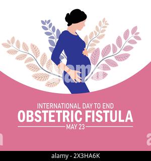 Internationaler Tag bis Ende geburtshilfliche Fisteltapete mit Formen und Typografie, Banner, Karte, Poster, Vorlage. Internationaler Tag zum Ende der Geburtshilfe Stock Vektor