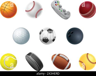 Ballset mit Sportbälle Sportsymbolen Stock Vektor