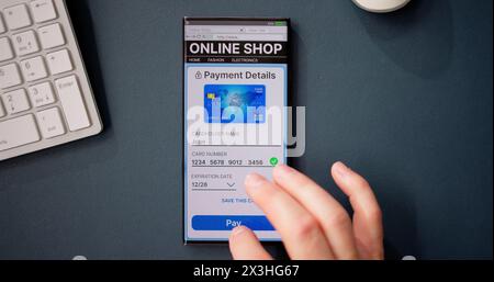 Online-E-Commerce-Shopping-Kasse Auf Handy Stockfoto