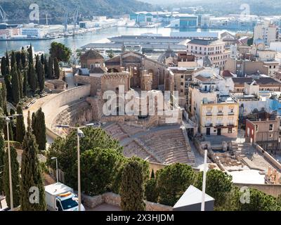 Cartagena, Spanien: 16. April 2024: Ruinen des römischen Theaters Cartagena Stockfoto