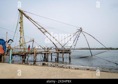 Chinesische Fischernetze Kochi Stockfoto