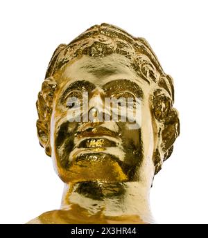 Griechischer Krieger, vergoldete Statue, Herrenhausener Garten, Hannover, Niedersachsen, Deutschland, Europa Stockfoto