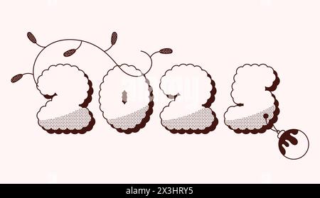 Weihnachten 2025 grooviger zweifarbiger Aufkleber. Stock Vektor
