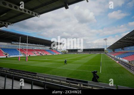 Eccles, Großbritannien. 31. August 2023. Eine allgemeine Ansicht des Salford Community Stadium vor dem Spiel der Betfred Super League Runde 9 Salford Red Devils gegen Warrington Wolves im Salford Community Stadium, Eccles, Vereinigtes Königreich, 27. April 2024 (Foto: Steve Flynn/News Images) in Eccles, Vereinigtes Königreich am 31.2023. (Foto: Steve Flynn/News Images/SIPA USA) Credit: SIPA USA/Alamy Live News Stockfoto