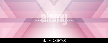 Weites, modernes, abstraktes Banner in zartem Pink mit geometrischen Formen. Abstrakter Hintergrund des pinken pastellfarbenen Vektors. Vektorabbildung Stock Vektor