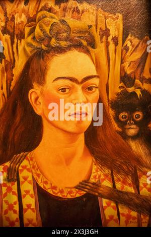 Asien, Singapur, National Gallery, Selbstporträt mit Affen von Frida Kahlo (1907-1954) aus dem Jahr 1945 Stockfoto