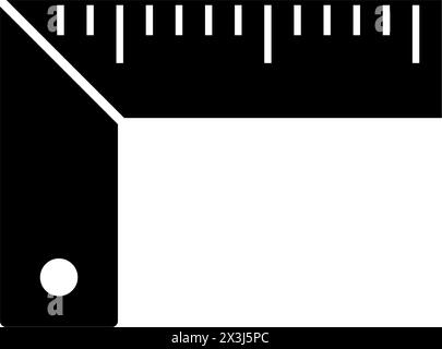 Ein einfaches schwarz-weißes Symbol, das ein Werkzeug zum Messen und Markieren von Winkeln darstellt, wie z. B. ein Tischler-Quadrat oder ein Winkelmesser. Vektorsymbol für Website de Stock Vektor