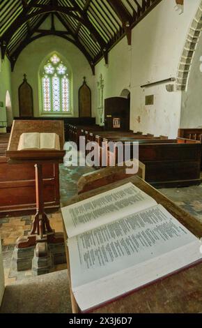 Innenraum der St. Decumanus Church, Rhoscrowther, Pembroke, Pembrokeshire, Wales Stockfoto
