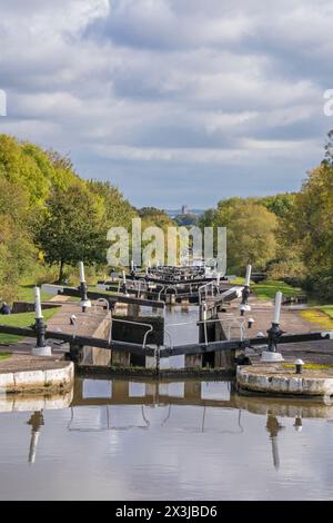 Hatton Sperrt den Canal Grande und blickt auf Warwick, Hatton Warwickshire, England, Großbritannien. Stockfoto