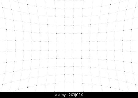 VR HUD-futuristische Schnittstelle voluminöses quadratisches Raster. Anzeigemuster für Linien- und Punktanzeige nach oben. Digitale Benutzeroberfläche zeigt konvexes Netz an. GUI Digital High Tech Visier Hintergrund. FUI Sci Fi Cockpit-Armaturenbrett-Display. Eps Stock Vektor