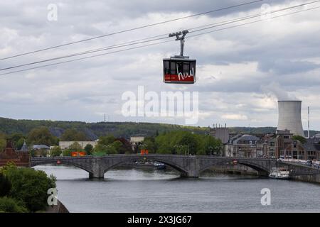 Huy, Belgien. April 2024. Dieses Bild zeigt die Seilbahn in Huy am Samstag, den 27. April 2024. BELGA FOTO NICOLAS MAETERLINCK Credit: Belga News Agency/Alamy Live News Stockfoto