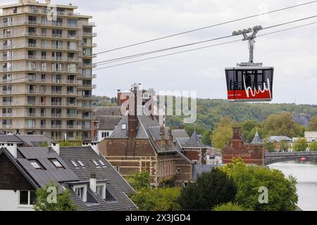 Huy, Belgien. April 2024. Dieses Bild zeigt die Seilbahn in Huy am Samstag, den 27. April 2024. BELGA FOTO NICOLAS MAETERLINCK Credit: Belga News Agency/Alamy Live News Stockfoto